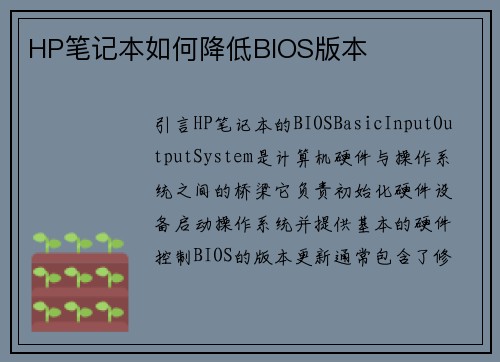 HP笔记本如何降低BIOS版本